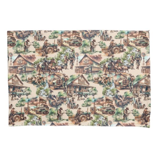 Western Ranch oder Landbebauungslandschaft Kissenbezug (Vorderseite-Links)