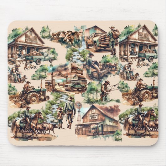Western Ranch oder Landbebauungslandschaft Mousepad (Vorne)