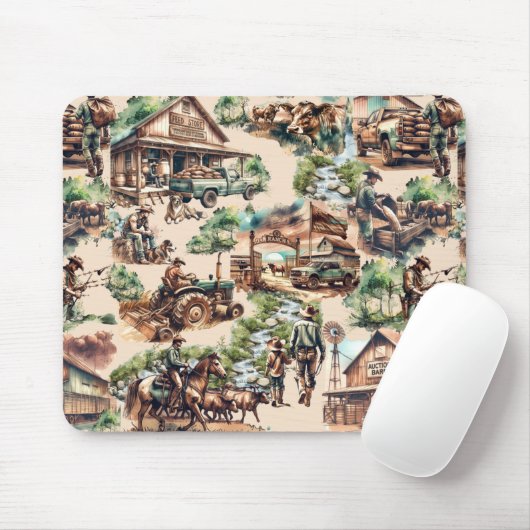 Western Ranch oder Landbebauungslandschaft Mousepad (Mit Mouse)