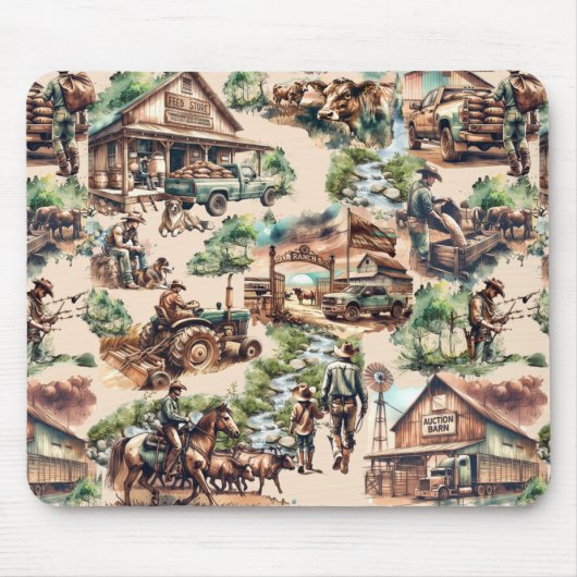 Western Ranch oder Landbebauungslandschaft Mousepad (Vorne)
