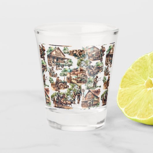 Western Ranch oder Landbebauungslandschaft Schnapsglas (Vorderseite)