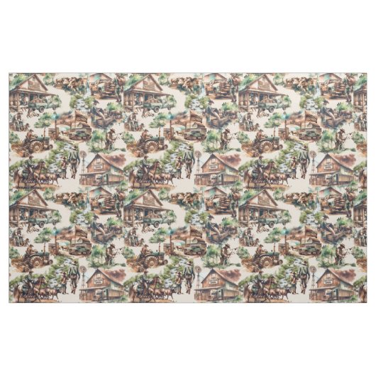 Western Ranch oder Landbebauungslandschaft Stoff (Fat Quarter (45,7 x 55,9 cm))