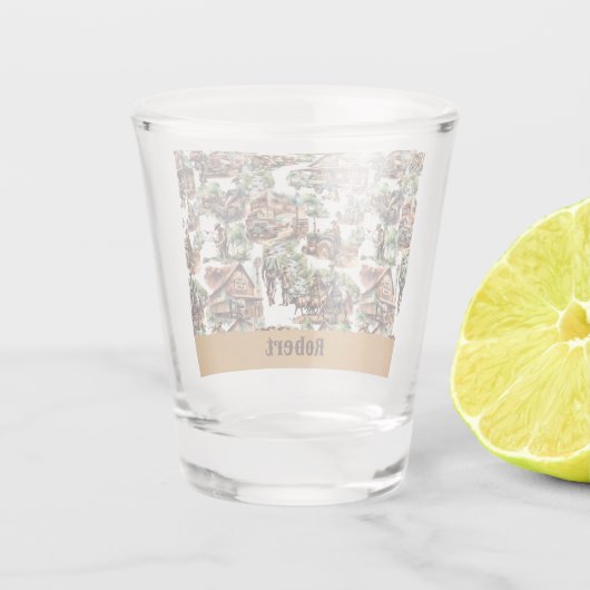 Western Ranch oder Landbewirtschaftungslandschaft  Schnapsglas (Rückseite)