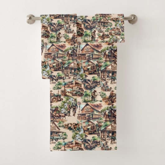 Western Ranch oder Landschaftslandschaft Badhandtuch Set (Insitu)