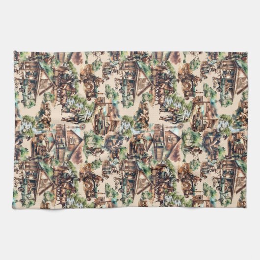 Western Ranch oder Landschaftslandschaft Geschirrtuch (Horizontal)