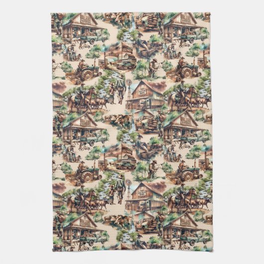 Western Ranch oder Landschaftslandschaft Geschirrtuch (Vertikal)