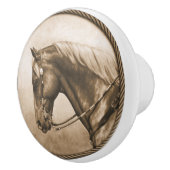 Western Ranch Pferd Altes Foto Sepia Keramikknauf (Rechts)