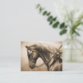 Western Ranch Pferd Altes Foto Sepia Visitenkarte (Stehend Vorderseite)