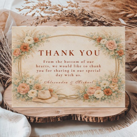 Western Ranch Romance Wedding Dankeskarte