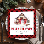 Western Ranch Style Buffalo Plaid Xmas Napkins Serviette
