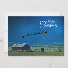 Western-Ranch-Szene mit Santa und Rentieren Feiertagskarte