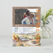 Western Ranch Wedding Foto Save the Date (Stehend Vorderseite)