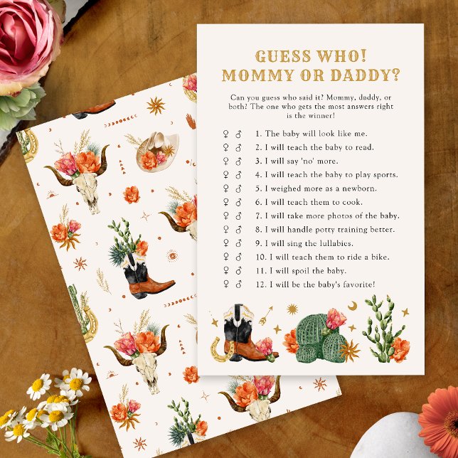 Western rät, wer spielt (Western Theme Guess Who Game Card by Painted Paperie
)