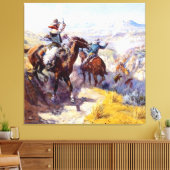 Western "Rauchen Sie sich aus" Art von Charles M. Leinwanddruck (Insitu (Wohnzimmer))