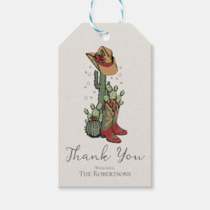 Western Red and Green Xmas Cowgirl Vielen Dank Geschenkanhänger