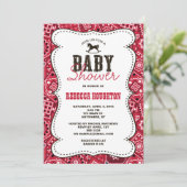 Western Red Bandanna Baby Dusche Einladung (Stehend Vorderseite)
