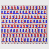 Western Red?Blue Cowboy Boots Geschenkpapier (Flach)