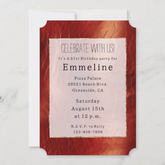 Western Red Cowhide Einladung (Vorderseite)