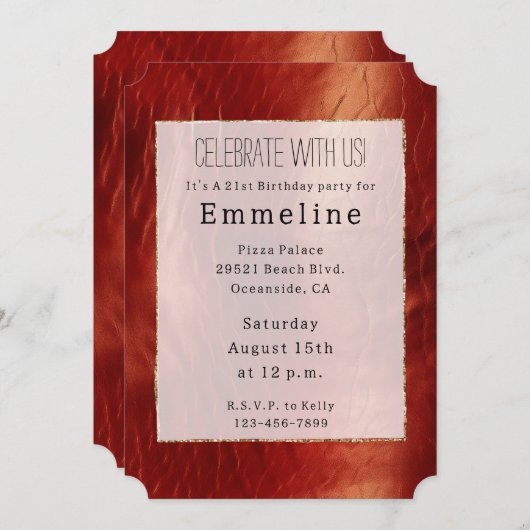 Western Red Cowhide Einladung (Vorne/Hinten)