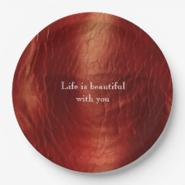 Western Red Cowhide Pappteller