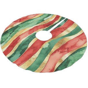Western Red Green Gold Streifen Polyester Weihnachtsbaumdecke