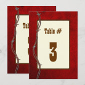 Western Red Leather Wedding Reception Tischnummer (Vorne/Hinten)