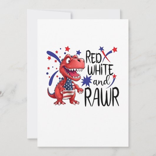 Western Red White Rawr Dinosaur Einladung (Vorderseite)