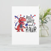 Western Red White Rawr Dinosaur Einladung (Stehend Vorderseite)