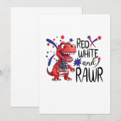 Western Red White Rawr Dinosaur Einladung (Vorne/Hinten)