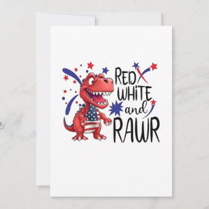 Western Red White Rawr Dinosaur Einladung