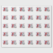Western Red White Rawr Dinosaur Geschenkpapier (Flach)