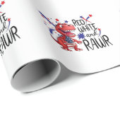 Western Red White Rawr Dinosaur Geschenkpapier (Rolleneckpunkt)