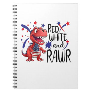 Western Red White Rawr Dinosaur Notizblock