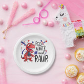 Western Red White Rawr Dinosaur Pappteller (Party)
