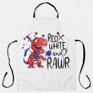 Western Red White Rawr Dinosaur Schürze