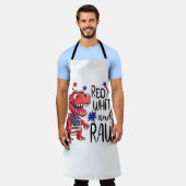 Western Red White Rawr Dinosaur Schürze (Getragen)