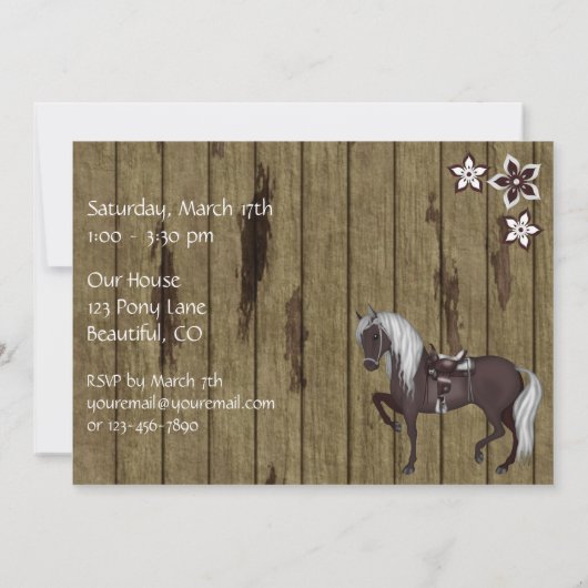 Western Reiten Geburtstag Einladung (Rückseite)