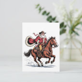 Western Reiten Rodeo Pferd Cowboy Weihnachten Einladungspostkarte (Stehend Vorderseite)