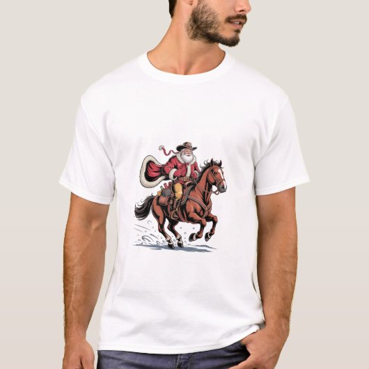 Western Reiten Rodeo Pferd Cowboy Weihnachten T-Shirt (Vorderseite)