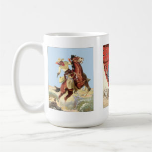 Western-Reiter im Rücken-Weltraum Vintage Tasse