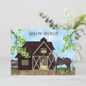 Western Reitstall zum Geburtstag Einladung (Stehend Vorderseite)