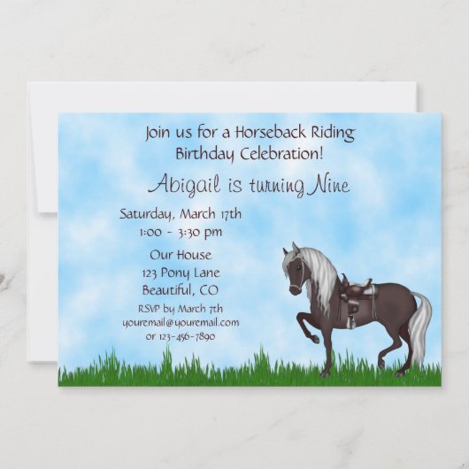 Western Reitstall zum Geburtstag Einladung (Rückseite)