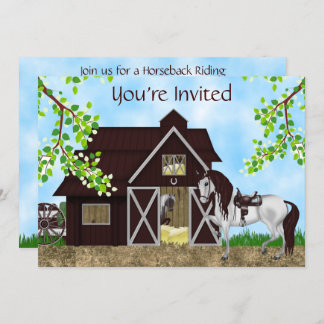 Western Reitstall zum Geburtstag Einladung
