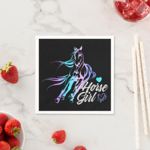 Western Reittier Cowgirl Black Horse Party Serviette