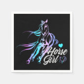 Western Reittier Cowgirl Black Horse Party Serviette (Vorderseite)