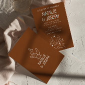 Western Retro Hand Drawn Wüste Moderne Hochzeit Einladung