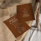 Western Retro Hand Drawn Wüste Moderne Hochzeit Einladung