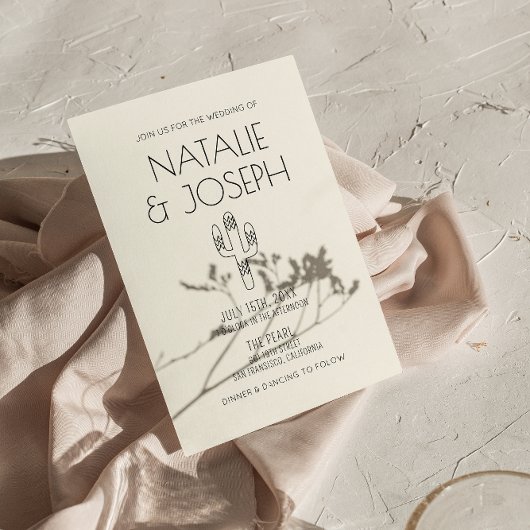 Western Retro Hand gezeichnete Kaktus Moderne Hoch Einladung