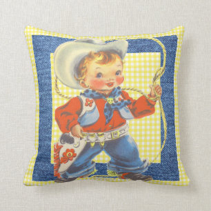 Western-Retro kleiner Cowboy mit Seil-Kissen Kissen