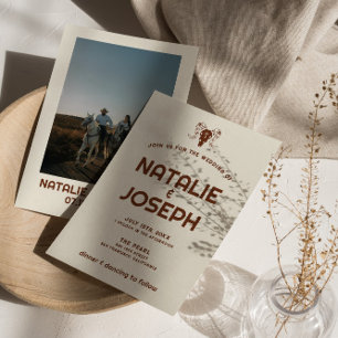 Western Retro Vintag Bull Skull Bold Boho Wedding Einladung